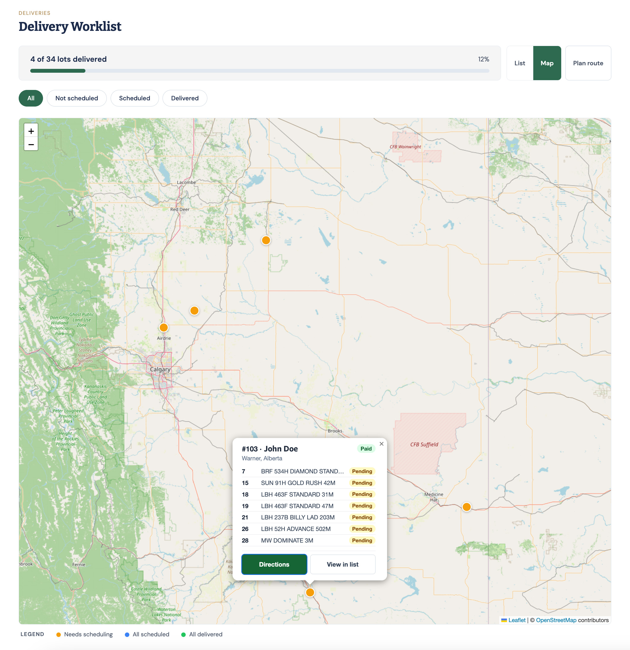 SaleFlow delivery map